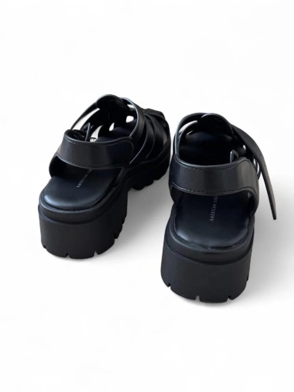 Women's Black Leather Fisherman Sandals
